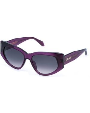 Just Cavalli Sjc169 916 Sunglasses Acetate Smoke Cat Eye Normal Nuanced - Black