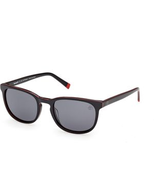 Timberland Tb00074 01D Sunglasses Acetate Smoke Round Polarized - Black