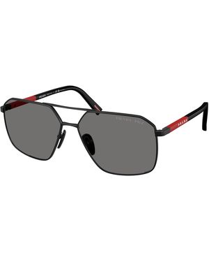 Prada Linea Rossa Ps A50S 1Bo02G Sunglasses Metal Geometric Polarized - Black