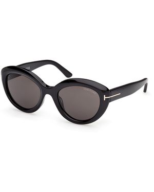 Tom Ford Ft1316 Stacy-02 01A Sunglasses Acetate Smoke Cat Eye Normal - Black