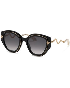 Roberto Cavalli Src096M 700 Sunglasses Acetate Smoke Butterfly Normal Shaded - Black