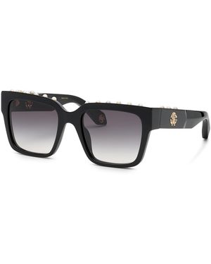 Roberto Cavalli Src040S 700Y Sunglasses Acetate Smoke Squared Normal Shaded - Black