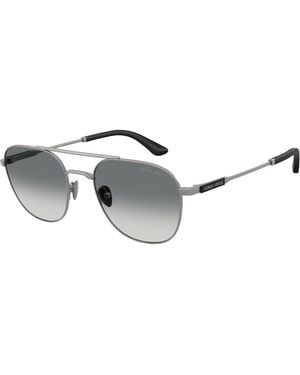 Giorgio Armani Ar6178 300371 Sunglasses Metal Squared Normal Shaded - Black