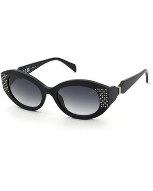 Blumarine Sbm239S 700S Sunglasses Acetate Smoke Geometric Normal Nuanced - Black