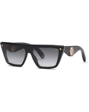 Philipp Plein Spp177 Plein Muse 700 Sunglasses Acetate Smoke Cat Eye Normal Shaded - Black