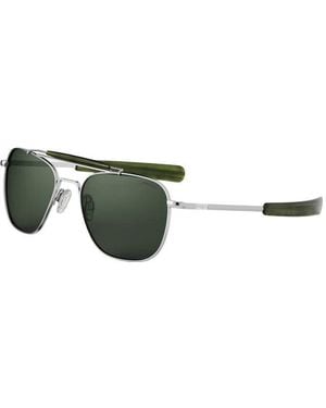Randolph Engineering At002 Bright Chrome Outlet Sunglasses Metal Squared Polarized - Green