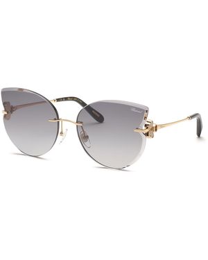 Chopard Schl90S 300F Sunglasses Metal Smoke Butterfly Anti-Glare Shaded - Black