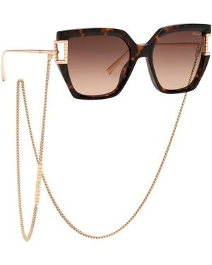 Chopard Ikch378 04Bl Sunglasses Acetate Geometric Anti-Glare Shaded - Brown