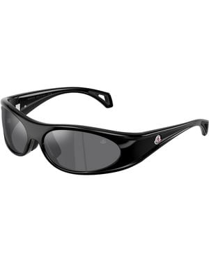Moncler Me8021 50016G Sunglasses Injected Round Mirror - Black