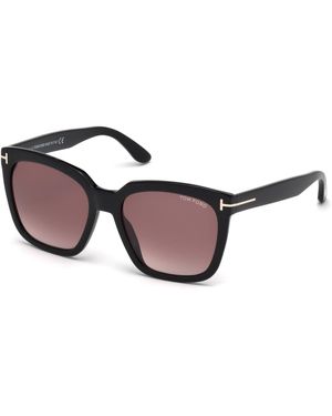 Tom Ford Ft0502 Amarra 01T Sunglasses Acetate Bordeaux Geometric Normal Shaded - Black