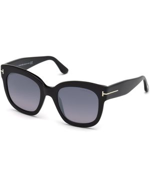 Tom Ford Ft0613 Beatrix-02 01C Sunglasses Acetate Geometric Normal Mirror - Black