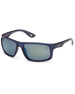 Timberland Tb00034 90D Sunglasses Injected Smoke Squared Polarized - Black