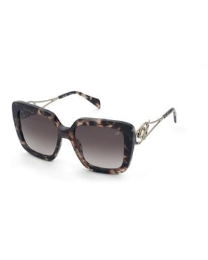 Blumarine Sbm891 01Gq Sunglasses Acetate Squared Normal Shaded - Black