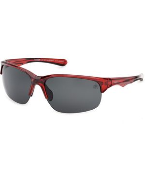 Timberland Tb00082 66D Sunglasses Injected Smoke Squared Polarized - Black