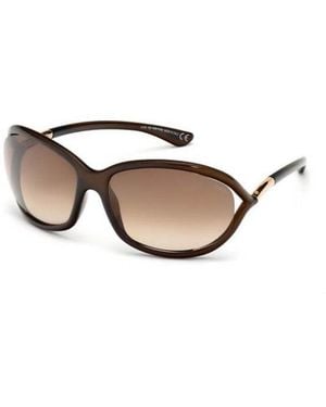 Tom Ford Ft0008 Jennifer 48F Sunglasses Injected Geometric Normal Shaded - Black
