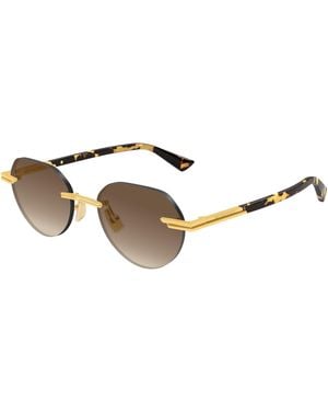 Bottega Veneta Bv1379S 003 Sunglasses Metal Round - Black