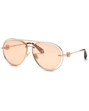 Roberto Cavalli Src032M 8Fcg Sunglasses Metal Pilot Mirrored Mirror - Black