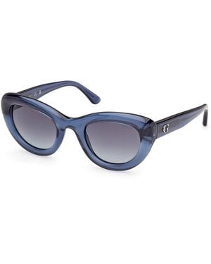 Guess Gu00352 90W Sunglasses Injected Cat Eye Normal - Blue