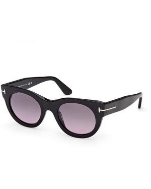 Tom Ford Ft1315 Marine-02 01B Sunglasses Acetate Smoke Round Normal - Black