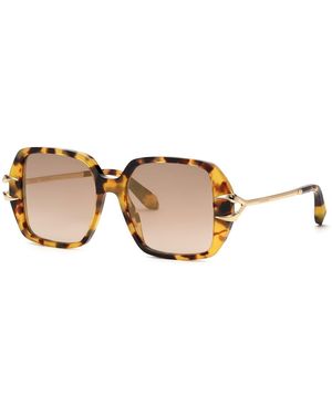 Roberto Cavalli Src030 777G Sunglasses Acetate Geometric Normal Shaded - Black