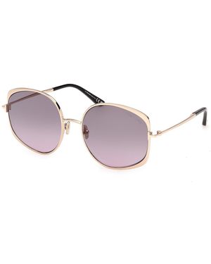 Tom Ford Ft1349 Abbey-02 28B Sunglasses Metal Smoke Round Normal - Black