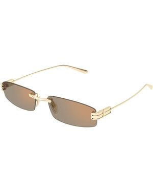 Balenciaga Bb0488S 007 Sunglasses Metal Squared - Black