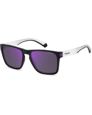 Polaroid Pld 2139/S 5F3/Mf Sunglasses Plastic Squared Polarized Mirror - Black