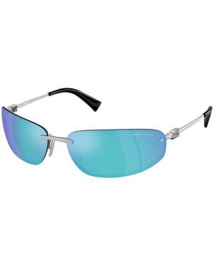 Miu Miu Mu A50S 1Bc10K Sunglasses Metal Round Mirrored - Black