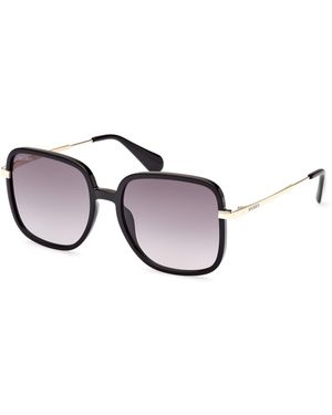 MAX&Co. Mo0083 01B Sunglasses Injected Smoke Squared Normal Shaded - Black