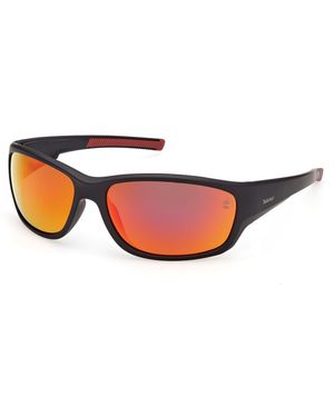 Timberland Tb00083 02D Sunglasses Injected Smoke Squared Polarized - Black