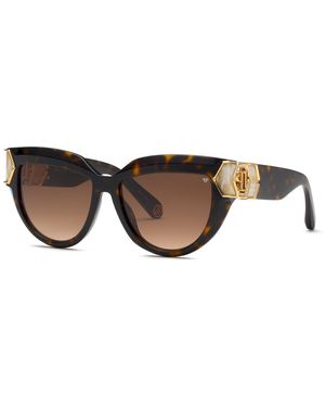 Philipp Plein Spp176M Plein Capture 722 Sunglasses Acetate Butterfly Normal Shaded - Black