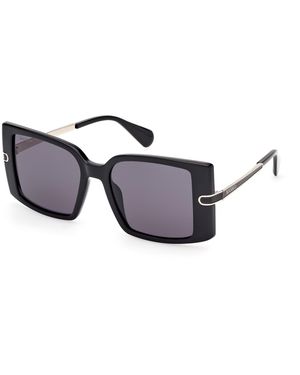 MAX&Co. Mo0120 01A Sunglasses Injected Smoke Squared Normal - Black