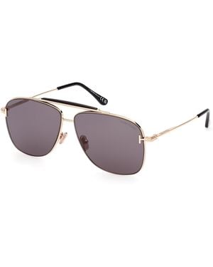 Tom Ford Ft1017 Jaden 28A Sunglasses Metal Squared Normal - Black