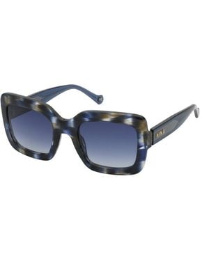Nina Ricci Snr322 0811 Sunglasses Acetate Squared Normal Shaded - Black