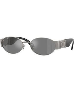 Versace Ve2299 10016G Sunglasses Metal Round Mirror - Black