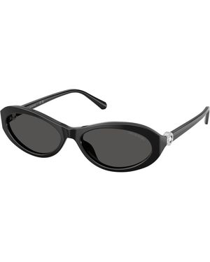 Swarovski Sk6069U 103887 Sunglasses Acetate Round Normal - Black