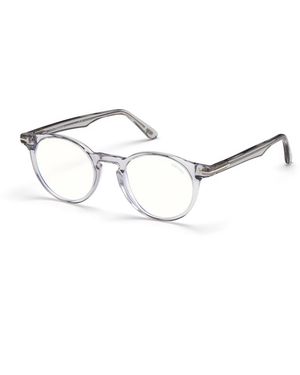 Tom Ford Ft5557-B 020 Optical Frames Acetate Round Anti- Light - Black