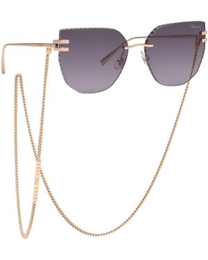 Chopard Ikchl54 300 Sunglasses Metal Smoke Squared Anti-Glare Shaded - Pink