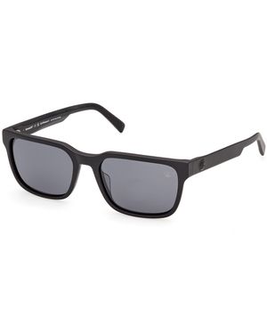Timberland Tb00099 02D Sunglasses Acetate Smoke Squared Polarized - Black