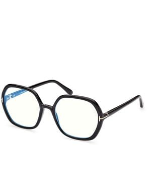 Tom Ford Ft5814-B 001 Optical Frames Injected Geometric Normal - Black