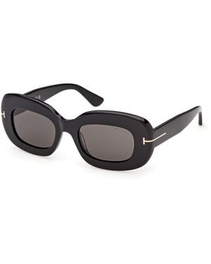Tom Ford Ft1345 Islay-02 01A Sunglasses Acetate Smoke Squared Normal - Black