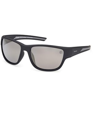 Timberland Tb00023 02D Sunglasses Injected Smoke Squared Polarized - Black