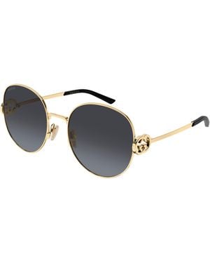 Gucci Gg2047S 001 Sunglasses Metal Round - Black