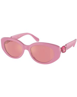 Swarovski Sk6002 1005E4 Sunglasses Acetate Round Mirrored Mirror - Pink