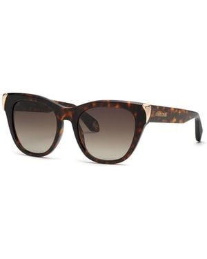 Roberto Cavalli Src095M 743 Sunglasses Acetate Butterfly Normal Shaded - Black