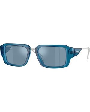 DIESEL Dl2016U 20511U Sunglasses Acetate Light Squared Mirror - Black