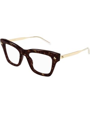 McQueen Am0484O 006 Optical Frames Acetate Transparent Squared - Black
