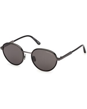 Tom Ford Ft1339 Jet-02 01A Sunglasses Metal Smoke Round Normal - Black