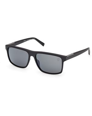 Timberland Tb00006 05D Sunglasses Injected Smoke Squared Polarized - Black