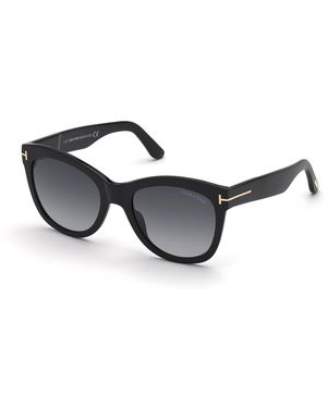 Tom Ford Ft0870 Wallace 01B Sunglasses Acetate Cat Eye Normal Shaded - Black